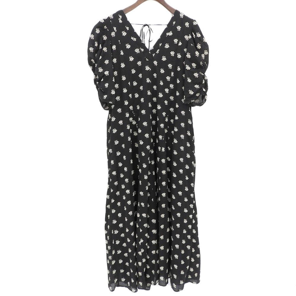 ヌキテパ コットンドビーストライプフラワープリント ワンピース ne Quittez pas ヌキテパ 美品 コットン ドビーストライプ フラワー