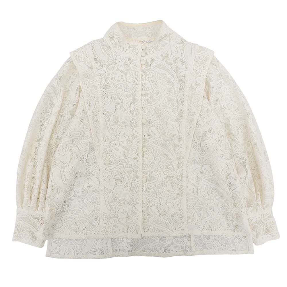 foufou フーフー 美品 フロントタック レース ブラウス トップス