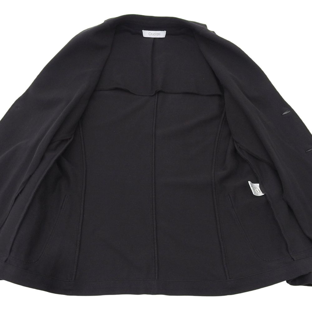 クルチアーニCrucianiカシミヤ100%ニットダブルジャケット50黒ブラック CRUCIANI（クルチアーニ） カシミヤ100％ ジップカーディガン 大きい
