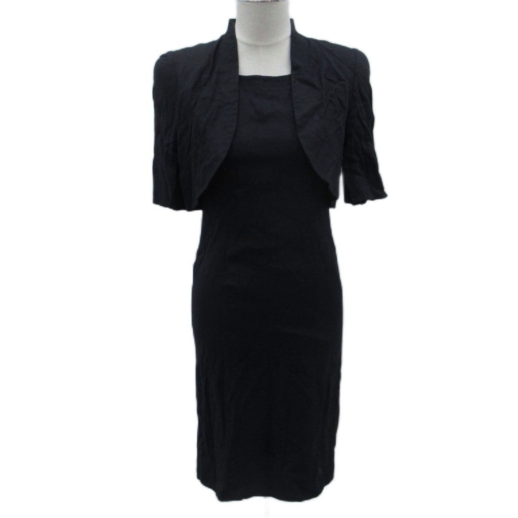 ジュンアシダ jun ashida ワンピース ミモレ丈 半袖 7 ネイビー 紺