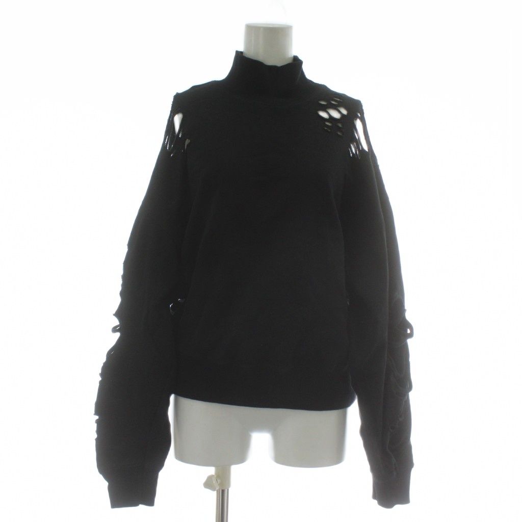 DIESEL ブラック 長袖トレーナー　ダメージ加工 ディーゼル DIESEL トレーナー スウェット 長袖 タートルネック