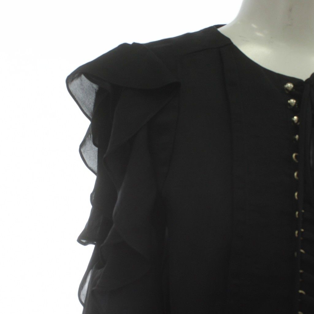 ジバンシィ GIVENCHY ブラウス ノースリーブ 総柄 シルク 36 黒 ブ ジバンシィ GIVENCHY ブラウス ノースリーブ シアー レースアップ 36 S