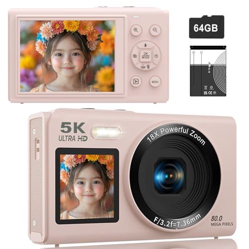 デジカメ5K スマホに送れる デジタルカメラ WIFI転送機能 8000万画素