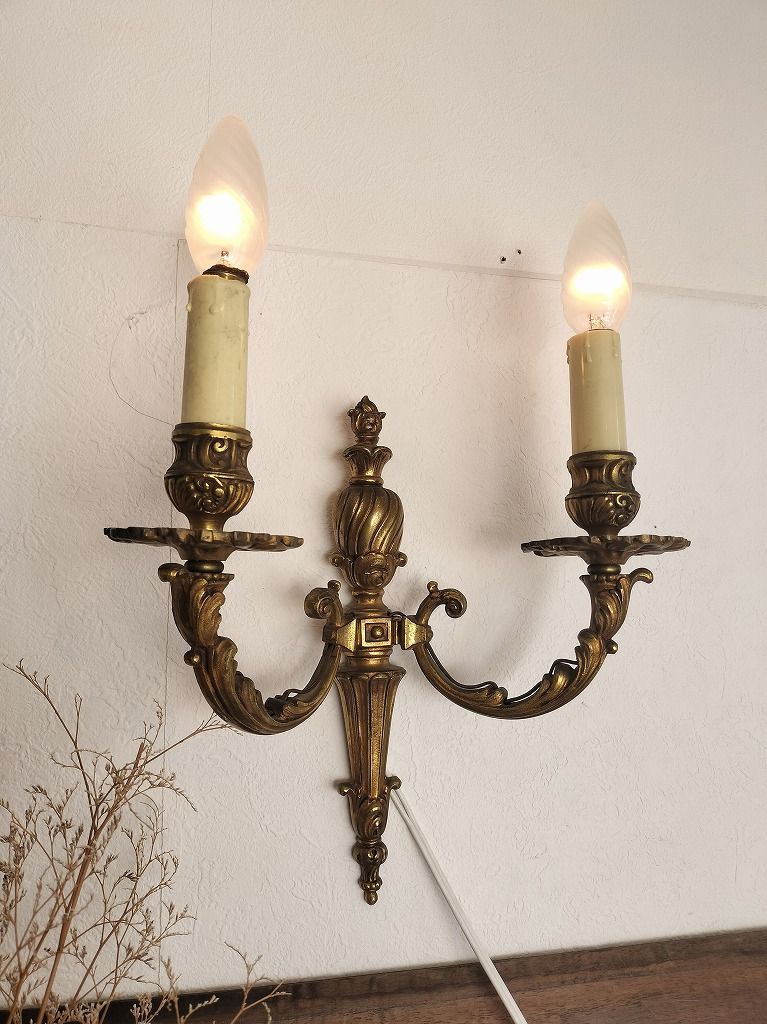 フランス アンティーク 最新 装飾 壁かけ ランプ ブロンズ 2灯