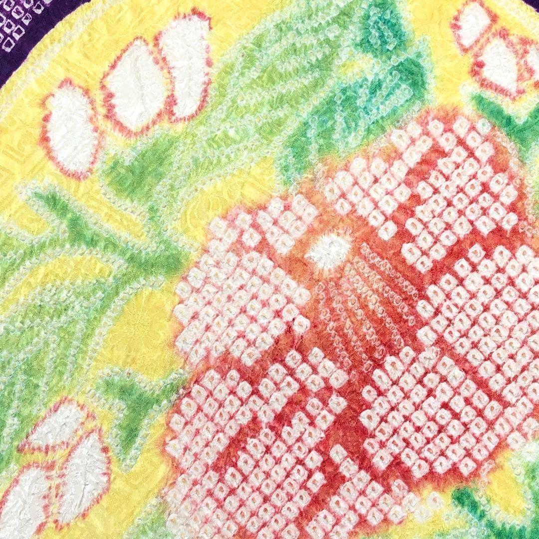 名古屋帯 総絞り 丸の中に椿の花柄 鹿の子絞り 紫色 O-3487 名古屋帯 総絞り 丸の中に椿の花柄 鹿の子絞り 紫色 O-3487 - メルカリ