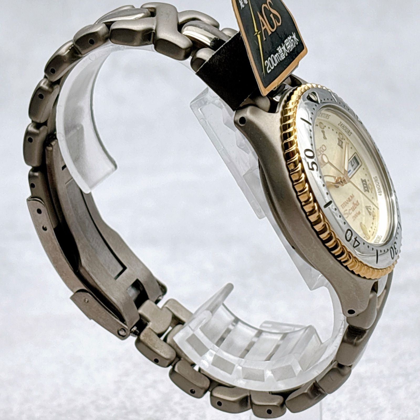 【稼働/美品】セイコー AGS 腕時計 クォーツ チタニウム スキューバ 未使用 SEIKO セイコー Sucuba スキューバ 5M23-6B60 AGS キネティック