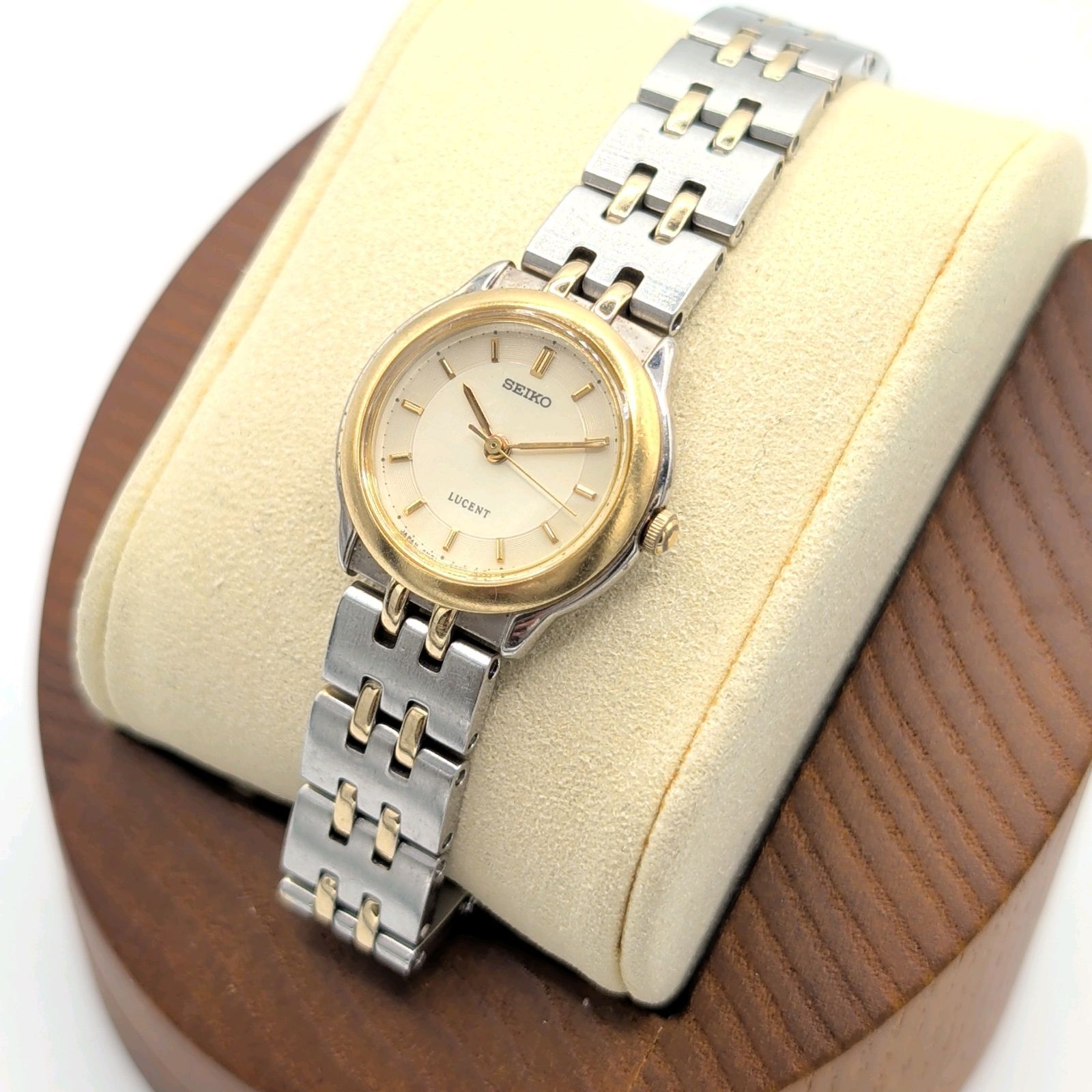 SEIKO Lucent 4N21-1030 Watch Quartz Ladies Round Gold Silver Combi