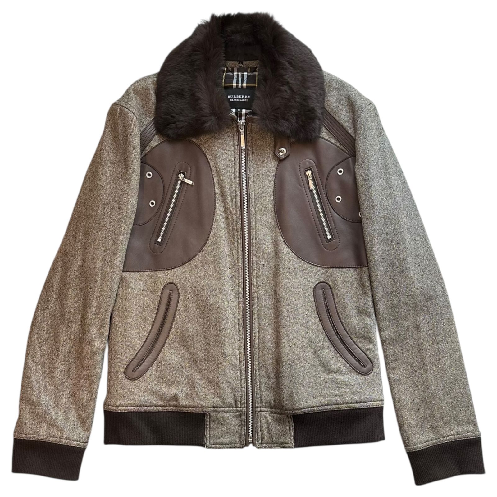 BURBERRY BLACK LABEL(バーバリーブラックレーベル) ファー付 レザー