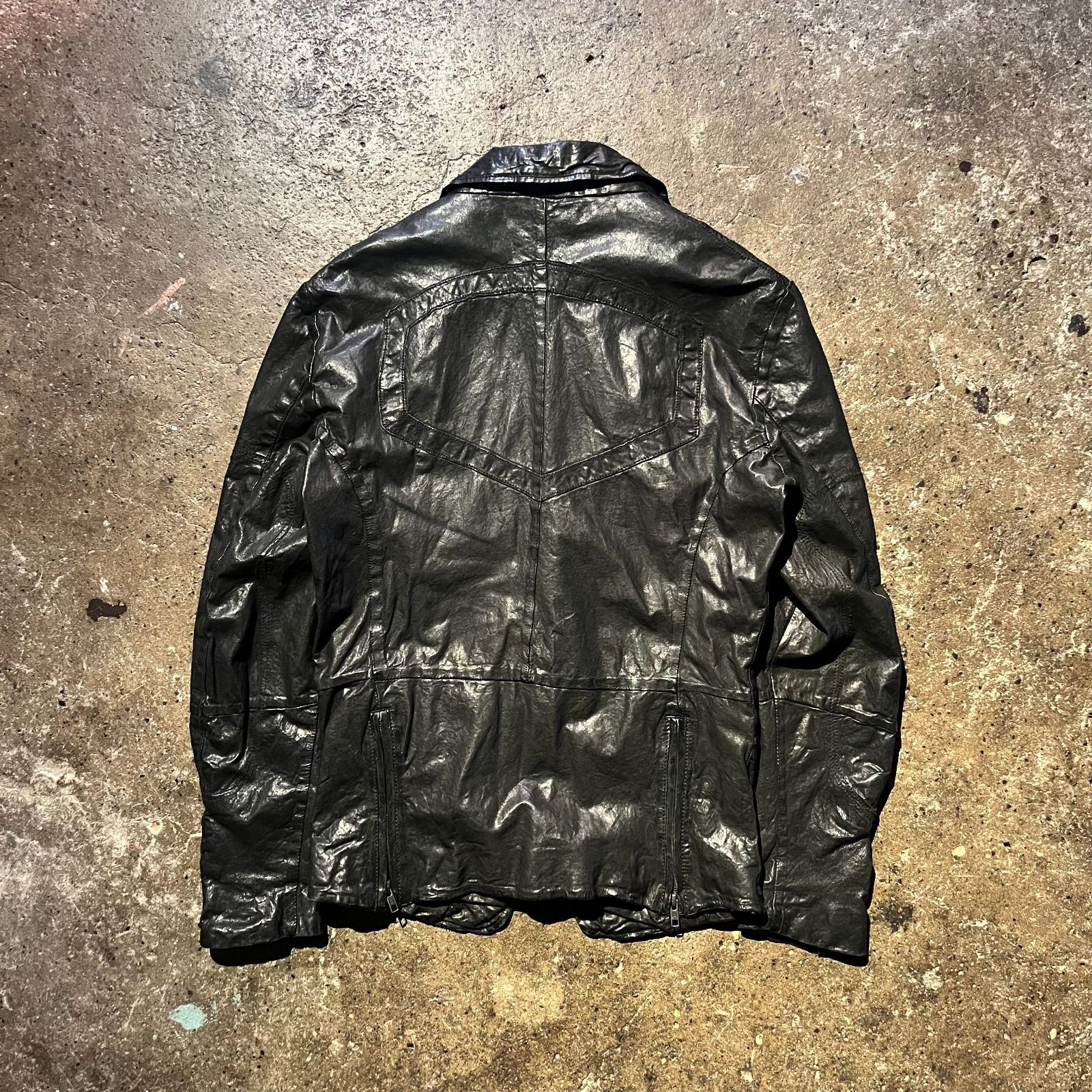 DIESEL シープスキンテーラードジャケット S シワ加工 ディーゼル 羊革