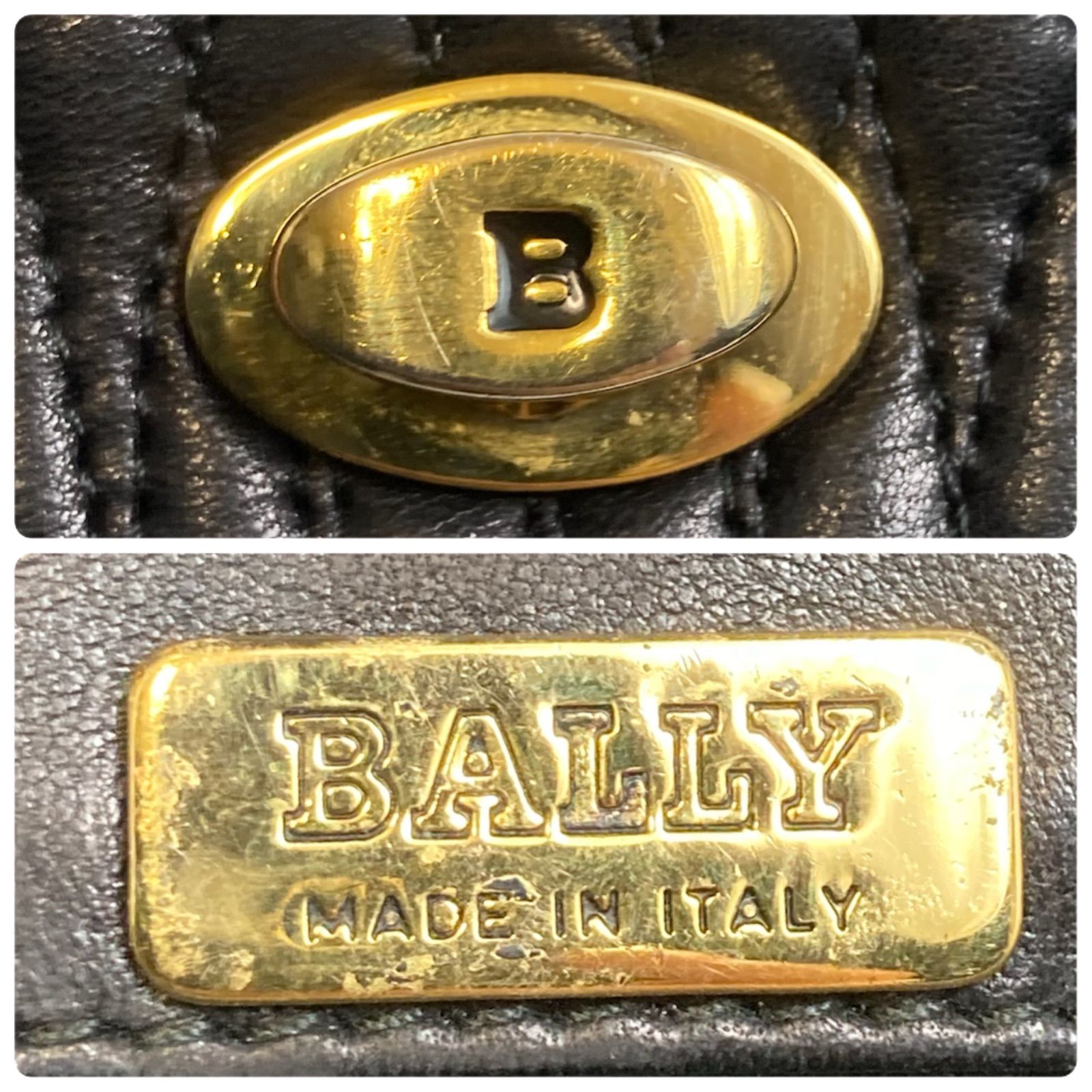 美品✨ BALLY バリー キルティング がま口 ハンドバッグ ショルダー 金色 希少 極美品 バリー がま口 チェーン バッグ キルティング レザー