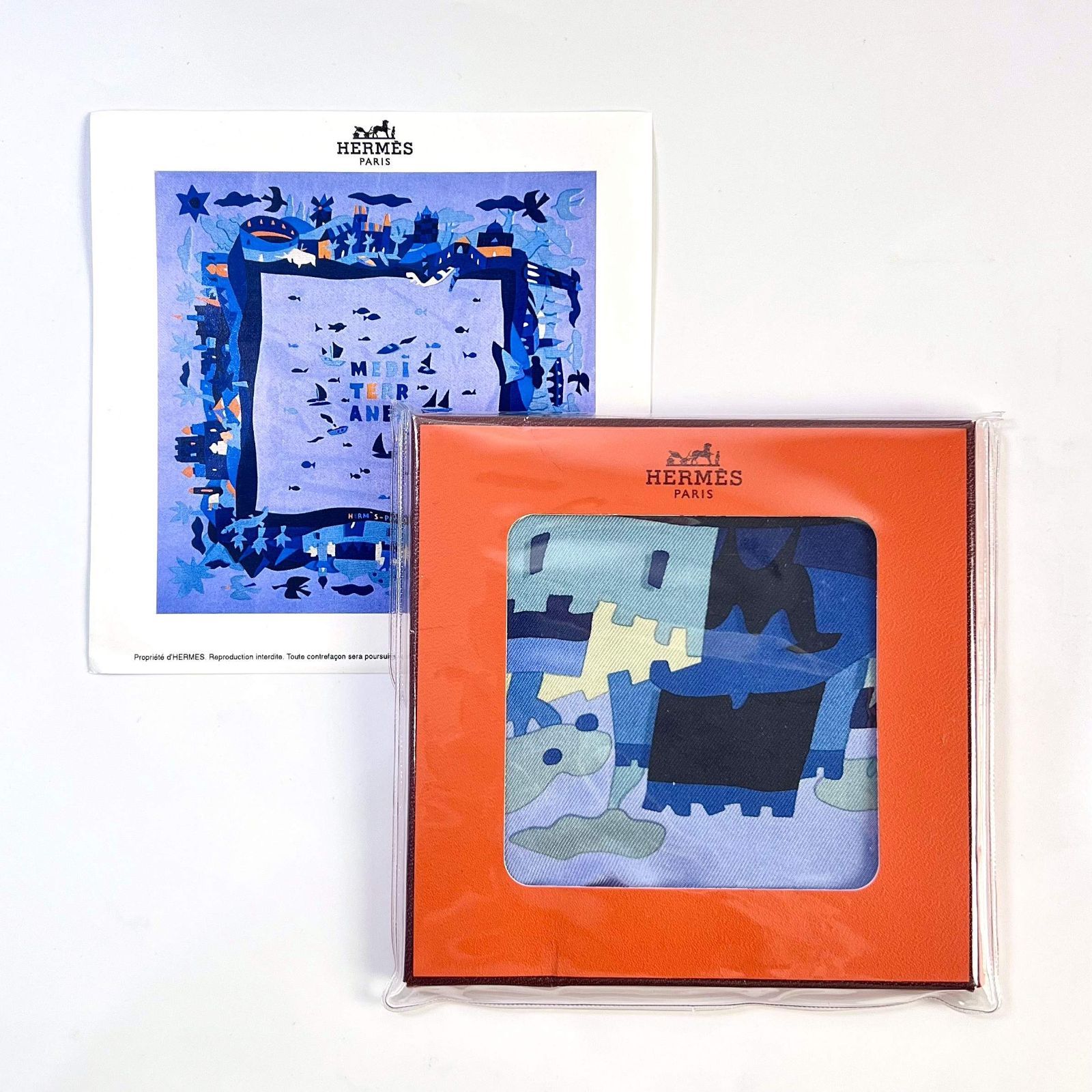 エルメス　ミニカレ42スカーフ HERMES エルメス 42 プチカレ ミニスカーフ MEDITERRANEE 地中海