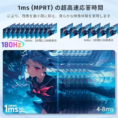 KTC 24インチ 湾曲ゲーミングモニター 180Hz 1ms(MPRT) フルHD 1080P