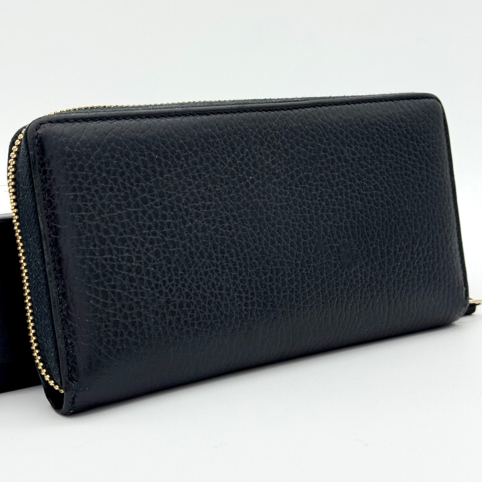 GUCCI グッチ 長財布 ラウンドジップ GG マーモント ブラック 黒