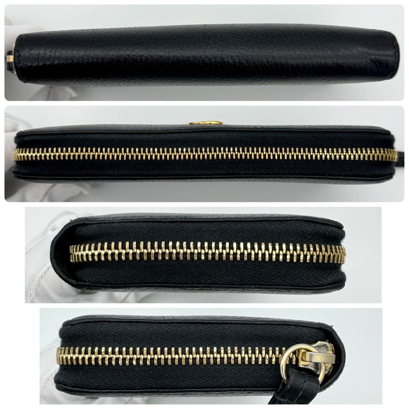 GUCCI グッチ 長財布 ラウンドジップ GG マーモント ブラック 黒