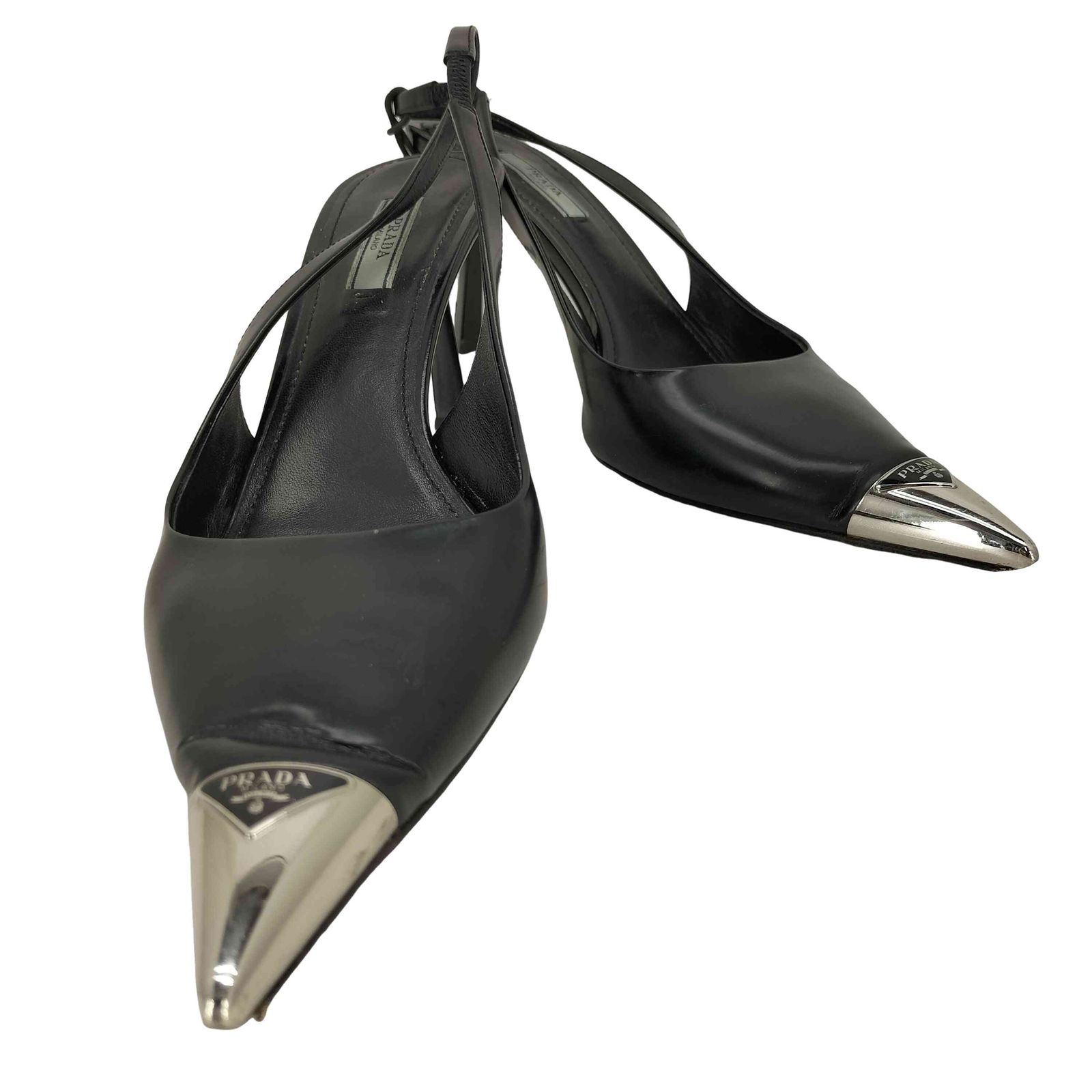 プラダ PRADA ポインテッドトゥ ピンヒール スリングバック パンプス