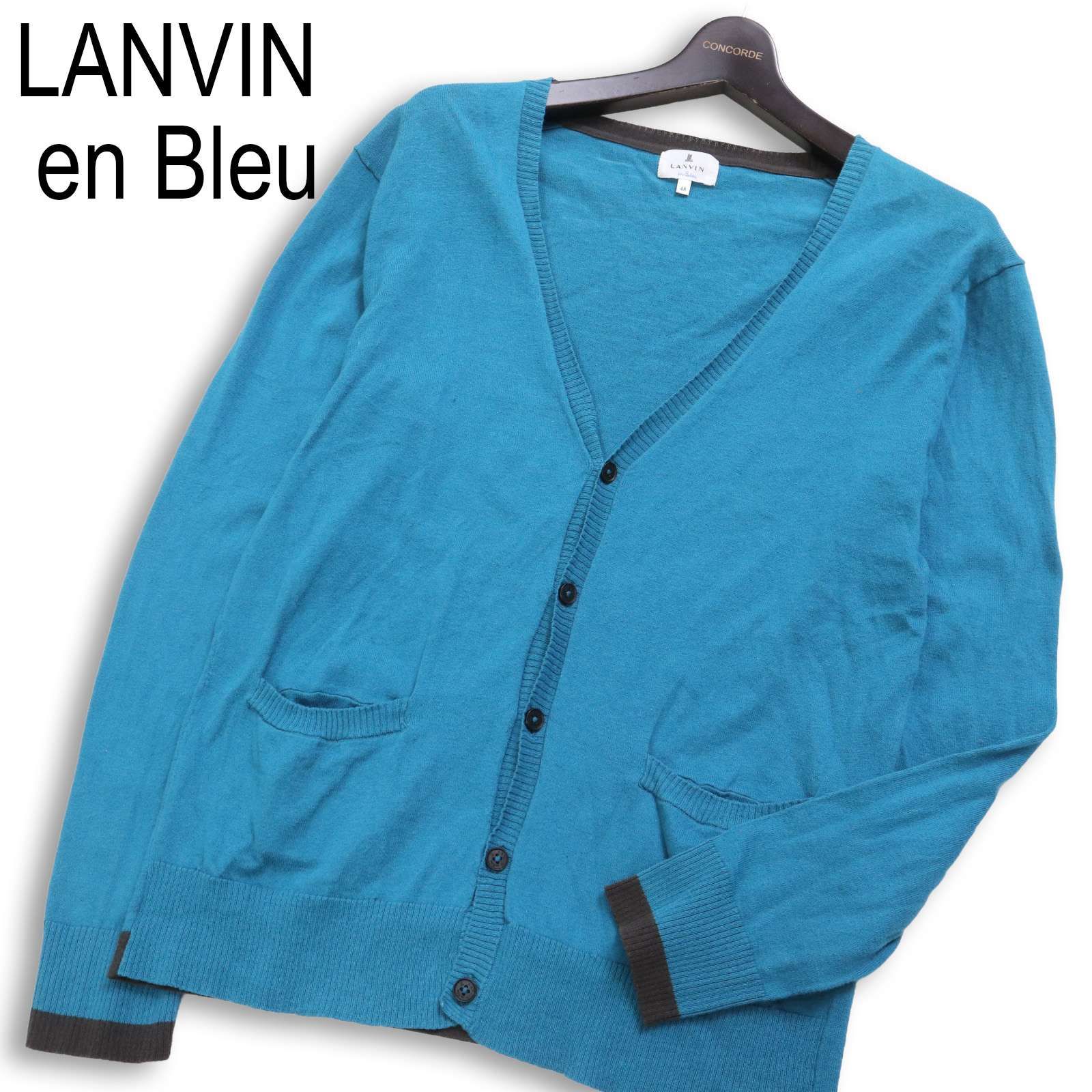LANVIN en Bleu ランバン オン ブルー 通年 Vネック☆ コットン ニット