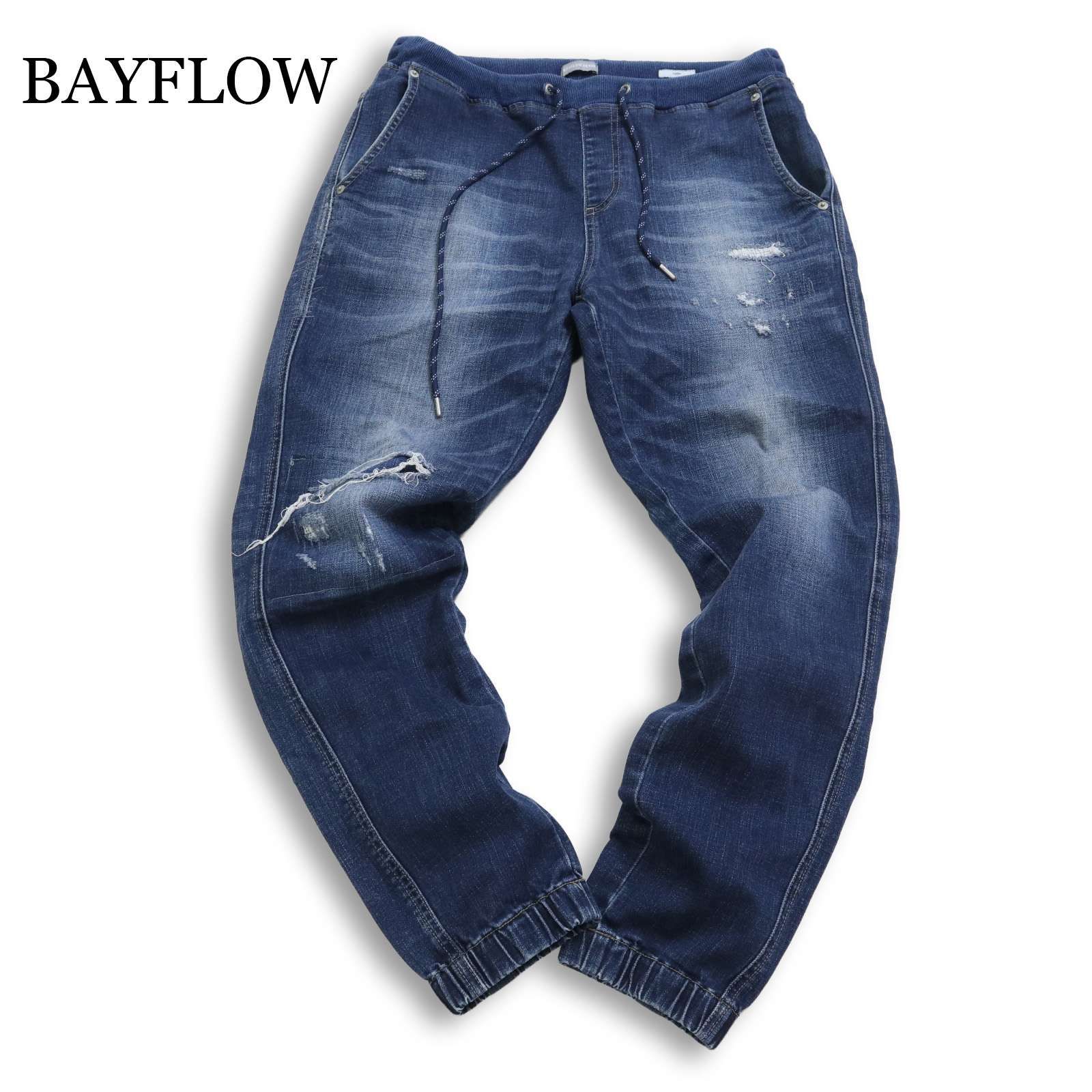 BAYFLOW - BAYFLOWダメージジーンズリペア加工クラッシュ加工デニム 
