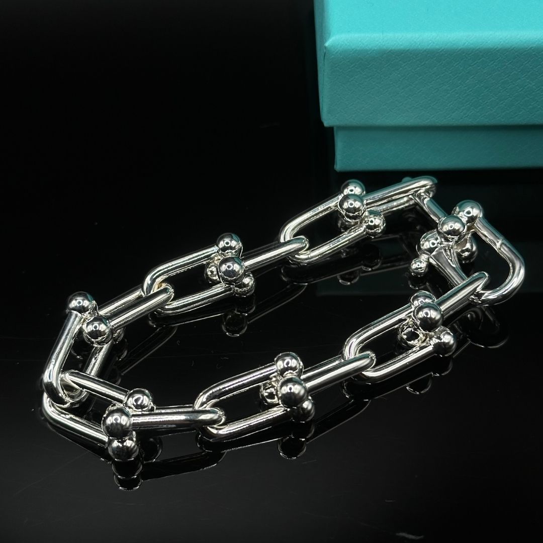 美品】Tiffany & Co ハードウェア ラージリンク ブレスレット シルバー