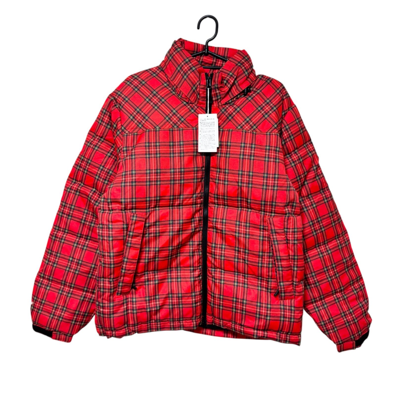 Montley 赤 チェック ダウンジャケット タグ付き』Montley モーレー ダウンジャケット チェック柄 レッド
