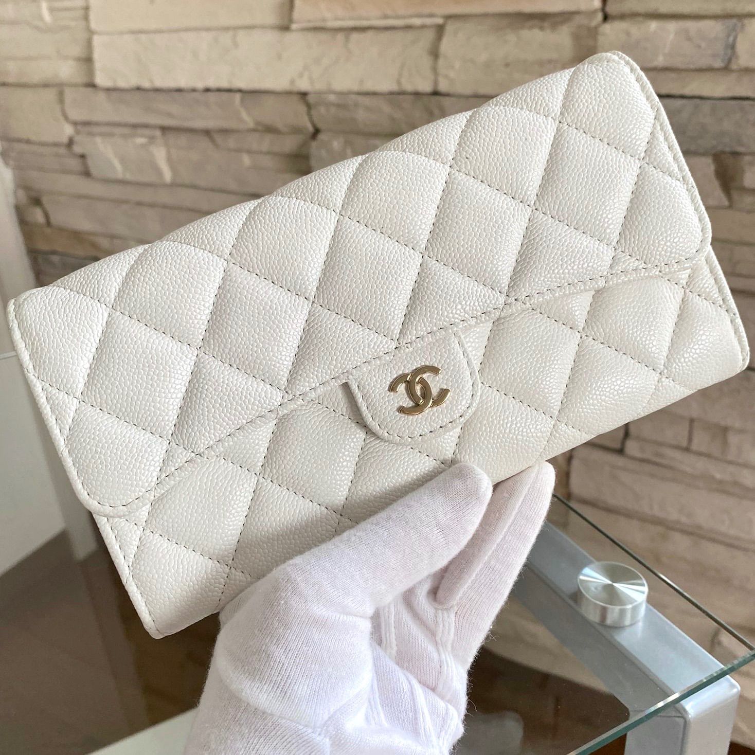 CHANEL マトラッセ クラシック ロング フラップ ウォレット ホワイト