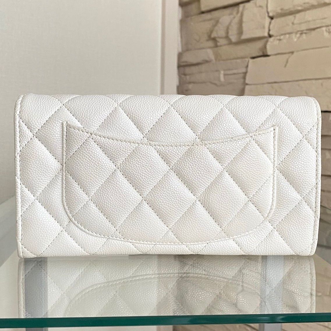 CHANEL マトラッセ クラシック ロング フラップ ウォレット ホワイト