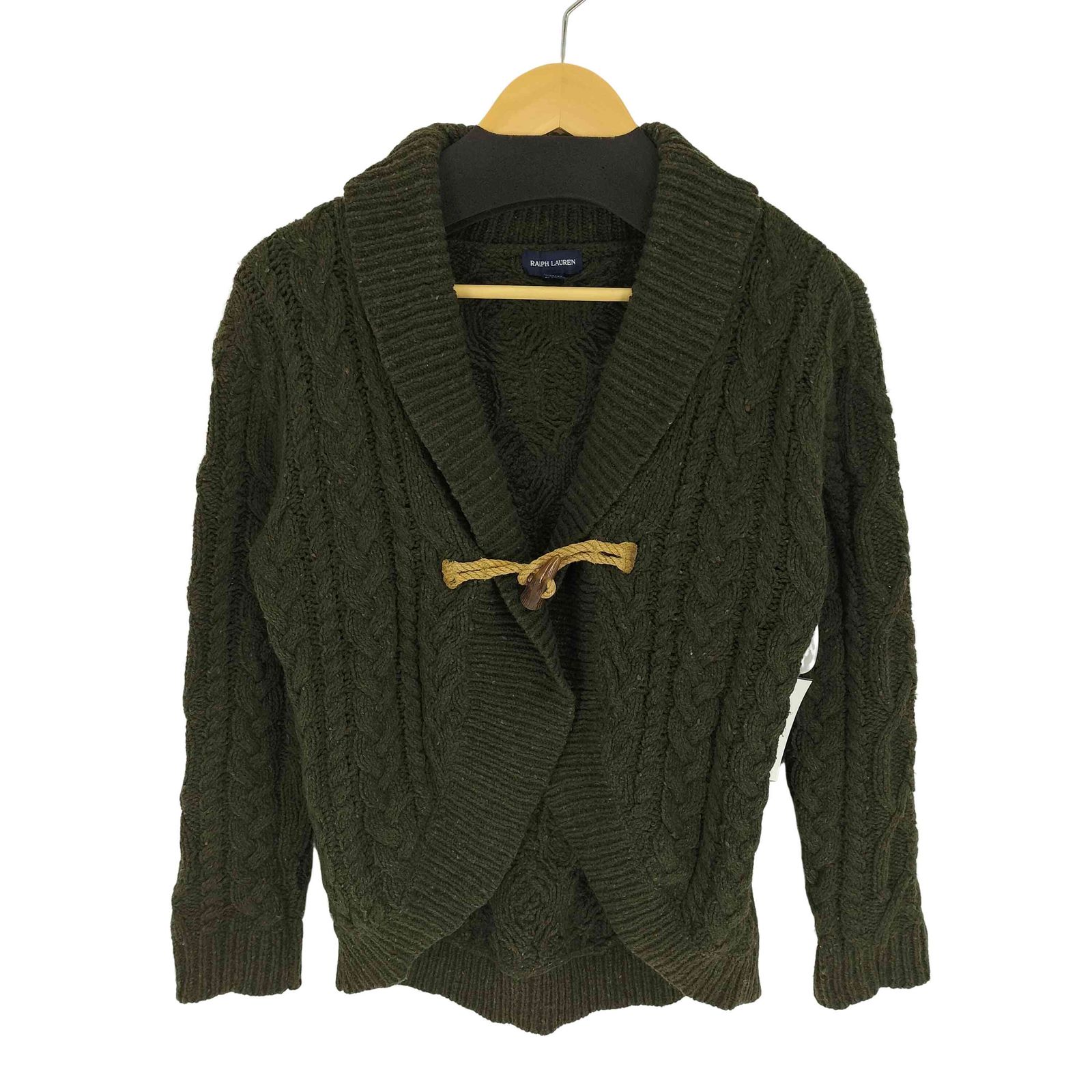 未使用タグ付 ラルフローレン 麻カーディガン トグル ショールカラー