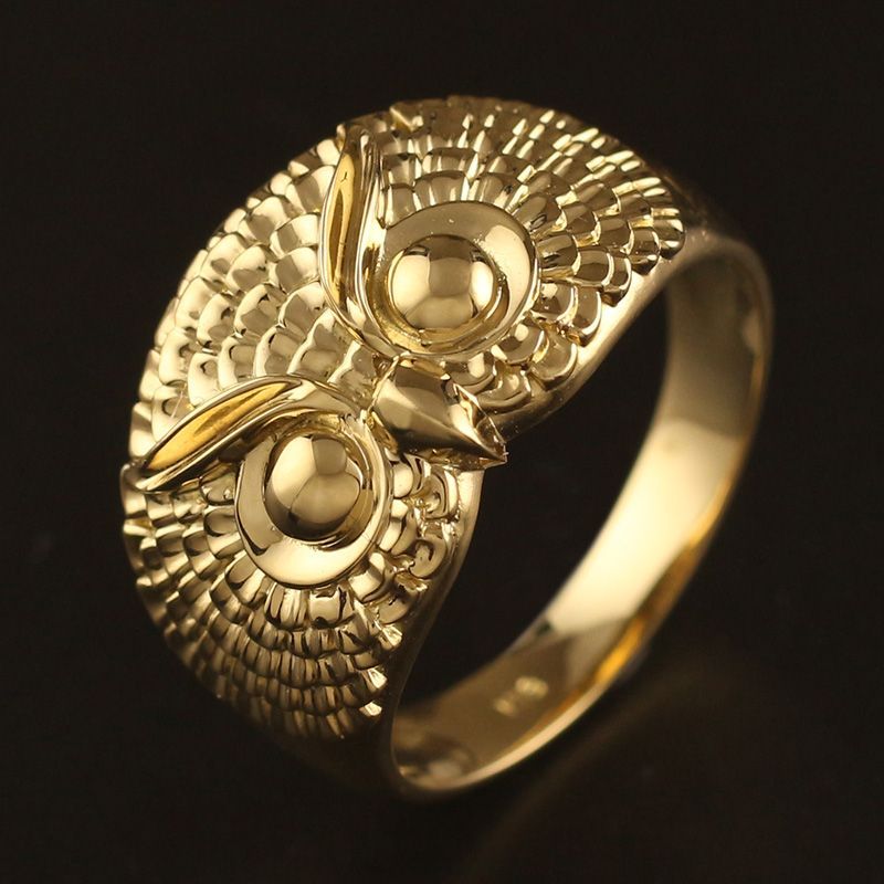 受注作成】新品 18金 リング レディース メンズ 指輪 K18 梟 フクロウ