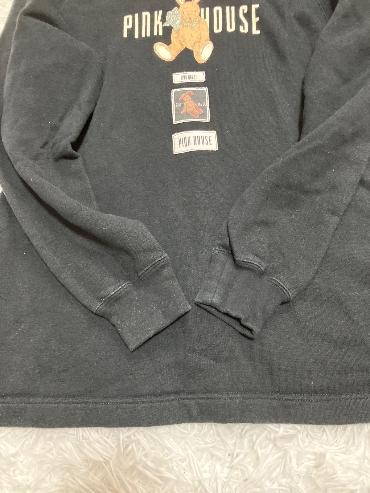 ピンクハウス　スウェット　トレーナー　黒　うさぎ ピンクハウス トレーナー うさぎ 黒 - メルカリ