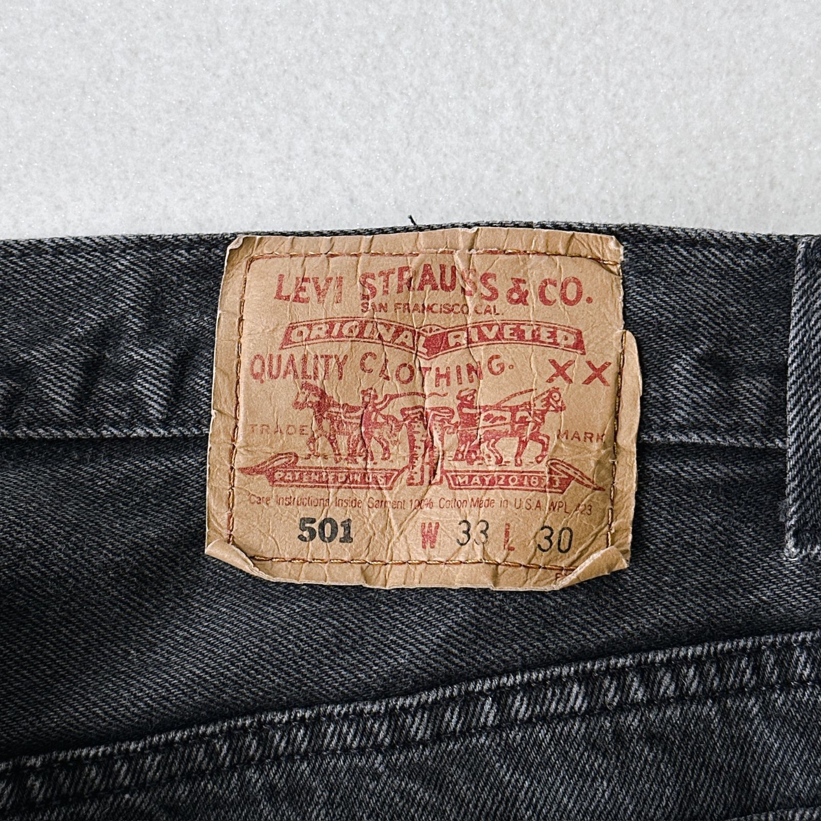 極上品】90s USA製 リーバイス 501 後染め ブラックデニム W33 L30