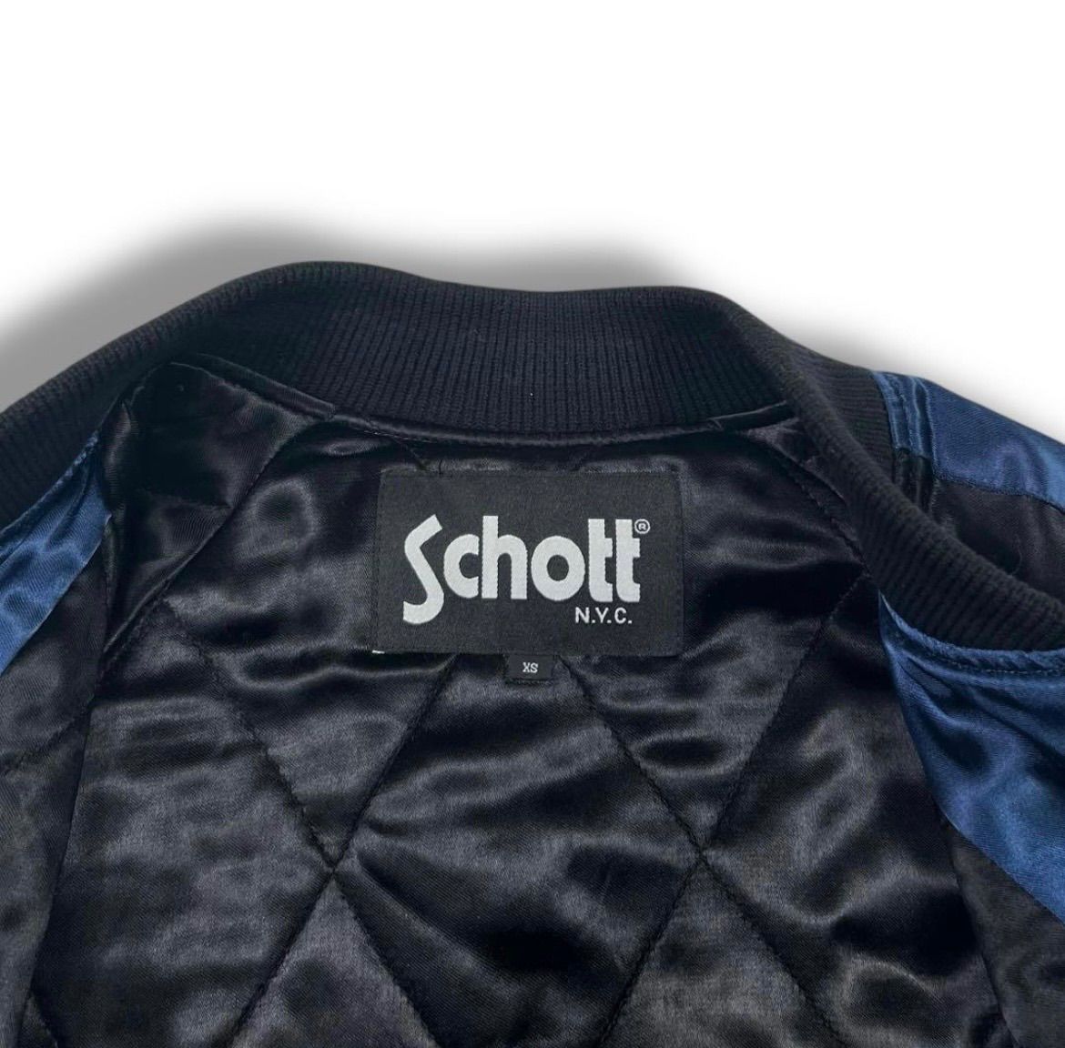 schott ショット スカジャン オリエンタルワールドツアー 黒紺 XS 中綿