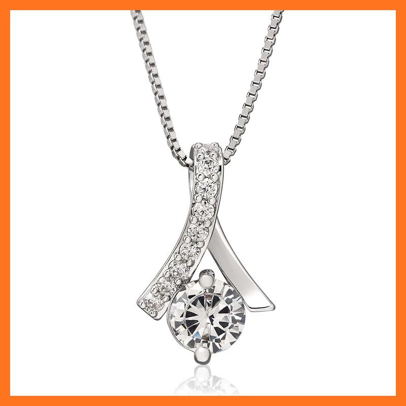 【新品】 A neige ネックレス レディース シルバー925 スワロフスキー ジルコニア ペンダント 金属アレルギー対応 長さ調整可 クロス風デザイン ギフト対応 1