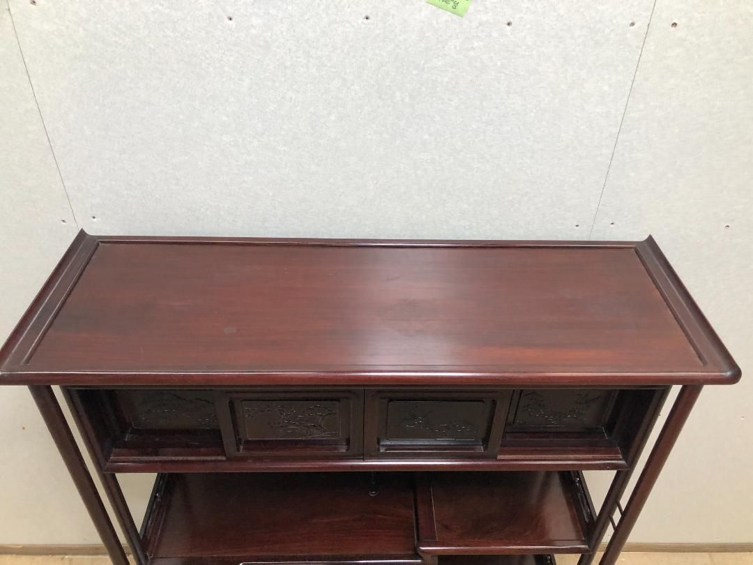 飾り棚 和棚 茶棚 アンティーク 彫刻入り 送料込み 250309-1 - メルカリ