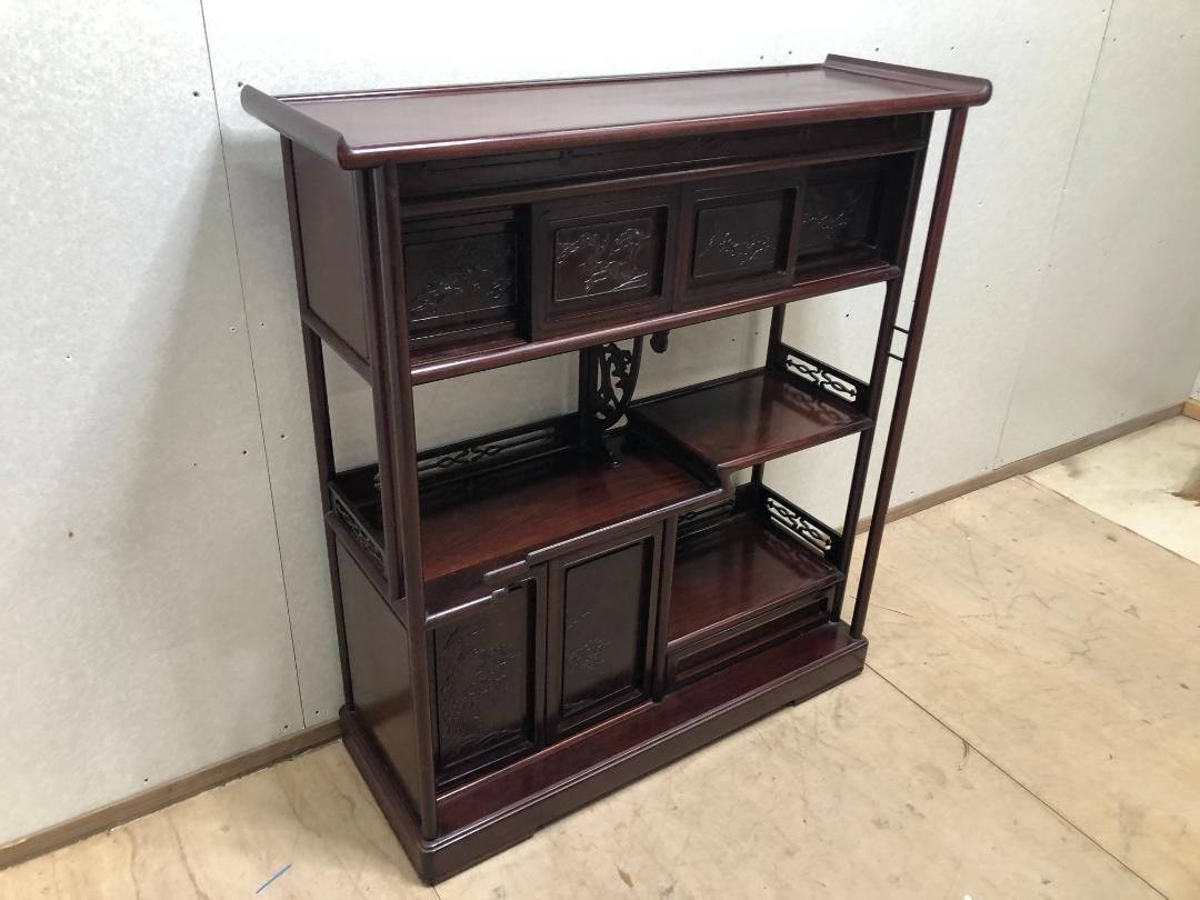 飾り棚 和棚 茶棚 アンティーク 彫刻入り 送料込み 飾り棚 和棚 茶棚 アンティーク 彫刻入り 送料込み 250309-1 - メルカリ