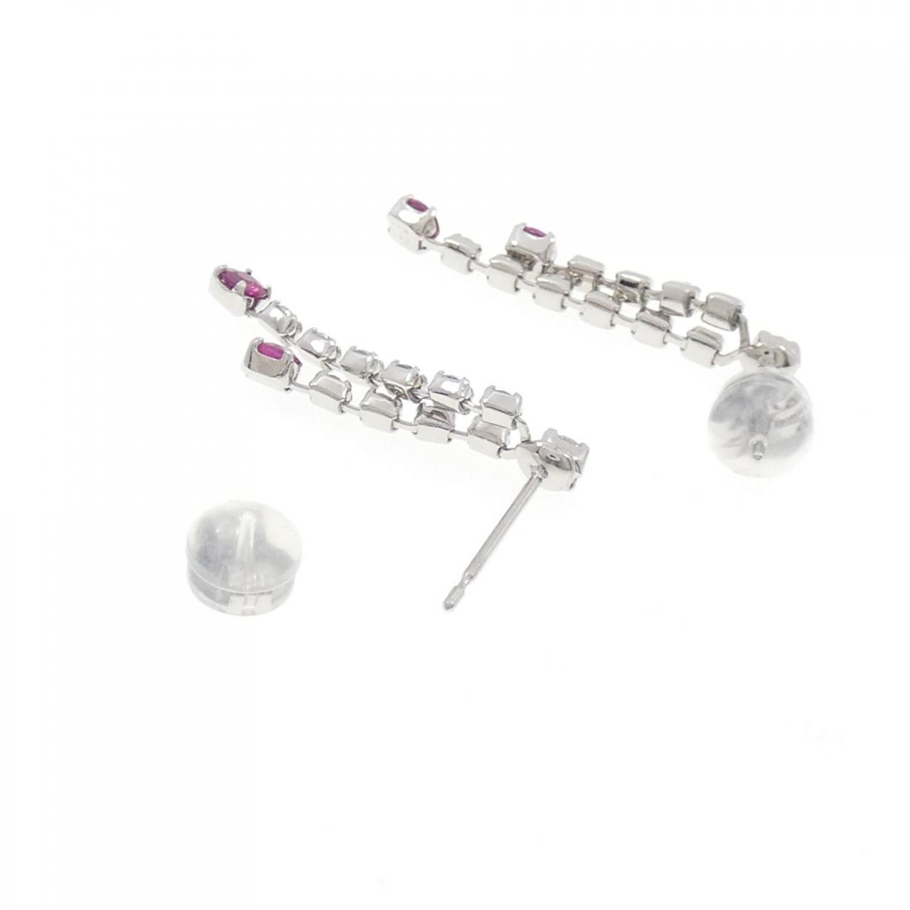 K14WG ルビー ピアス 0.54CT - メルカリ