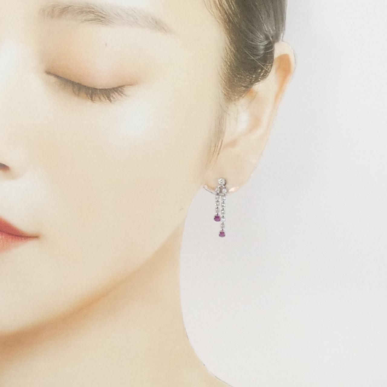 K14WG ルビー ピアス 0.54CT - メルカリ