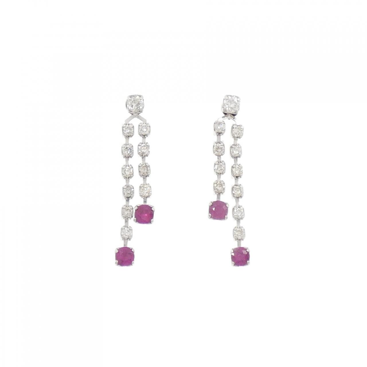 K14WG ルビー ピアス 0.54CT - メルカリ