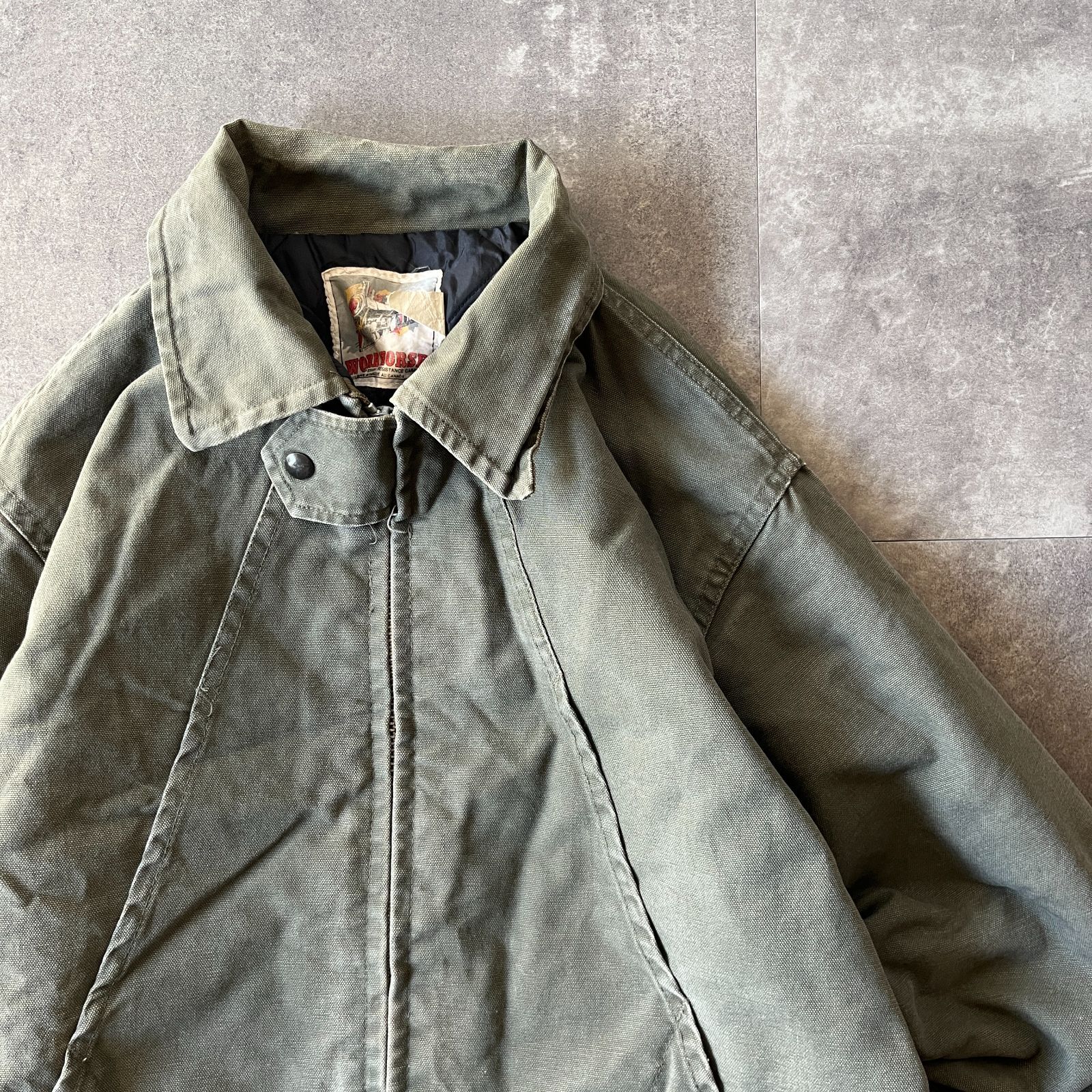 80s WORK HORSE ダックジャケット キルティング 緑 XL A677 【公式通販】