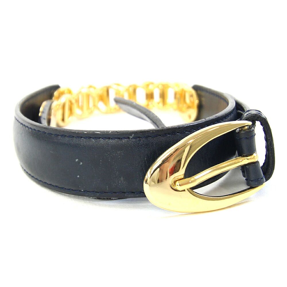 ディオール ベルト ネイビ ー ゴールド金具 レザー - メルカリ