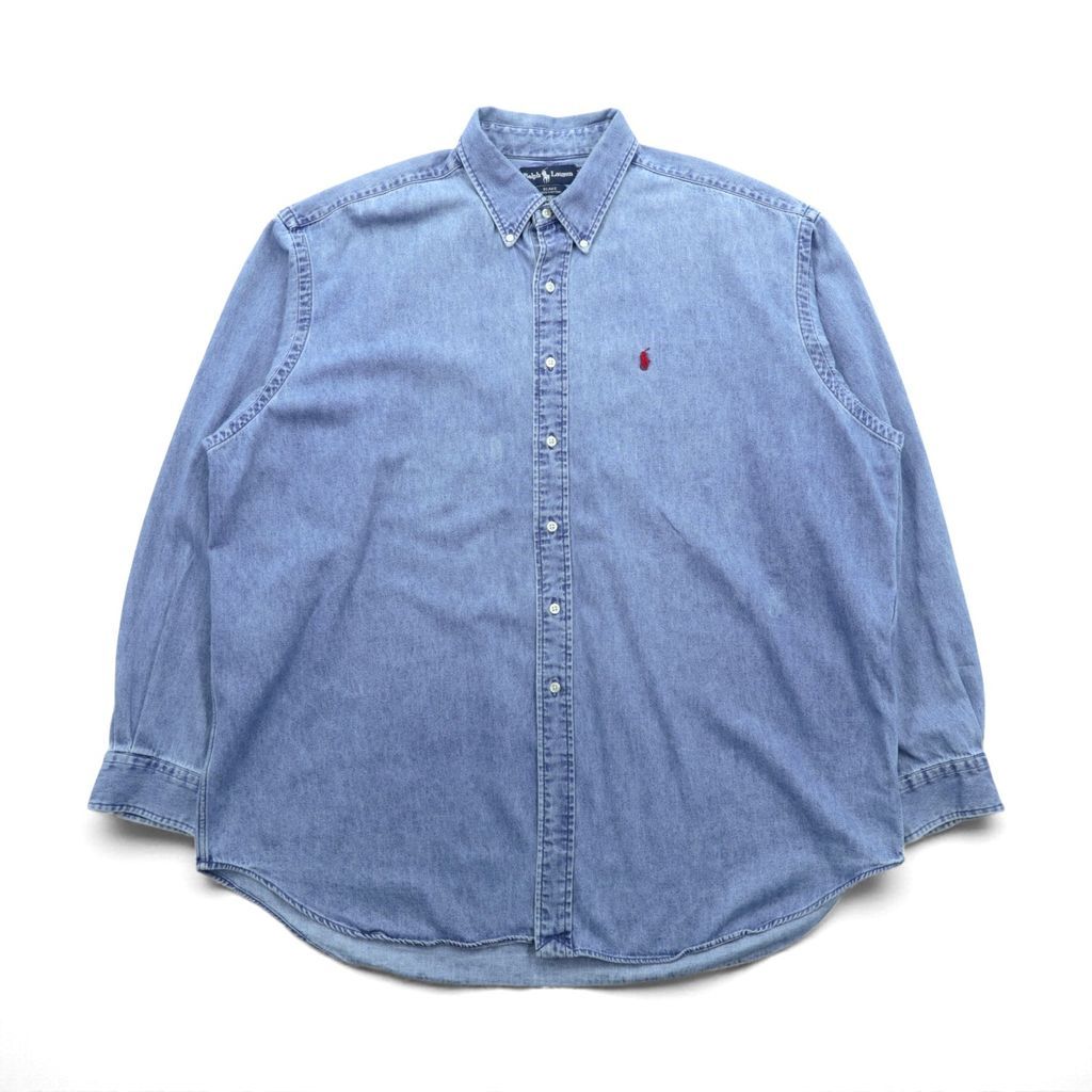 RALPH LAUREN【XXL】オーバサイズ デニムボタンダウンシャツ Ralph Lauren 90年代 ボタンダウン デニムシャツ 2XL インディゴ BLAKE