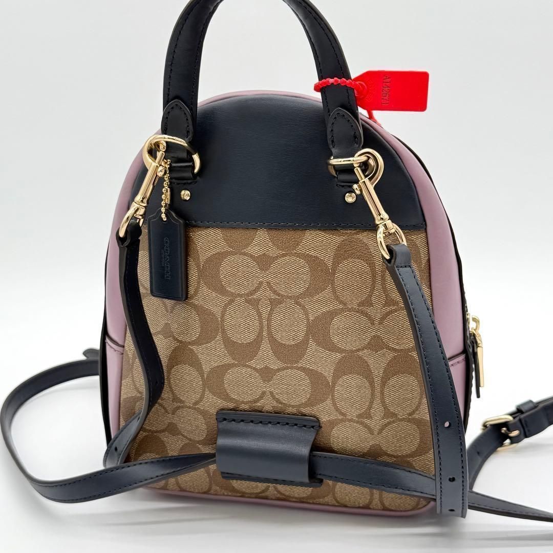 極美品】COACH シグネチャー ミニリュック バックパック レザー PVC
