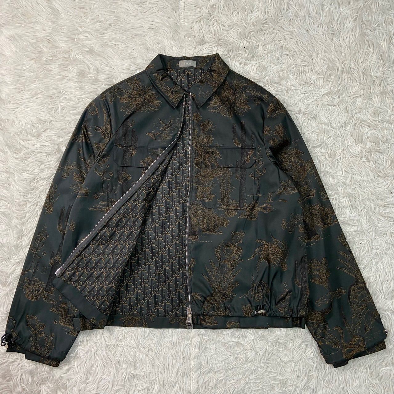 クリスチャンディオール サイズ:46  213C522C5531 Cactus Jackナイロンジップアップブルゾン 中古 BS99 極美品】 ディオール × トラヴィスコット オブリーク カクタスジャック
