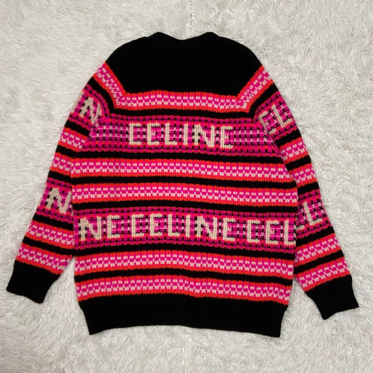 CELINE セリーヌ カーディガン ロゴ ジャガード ニット 2AC91579S
