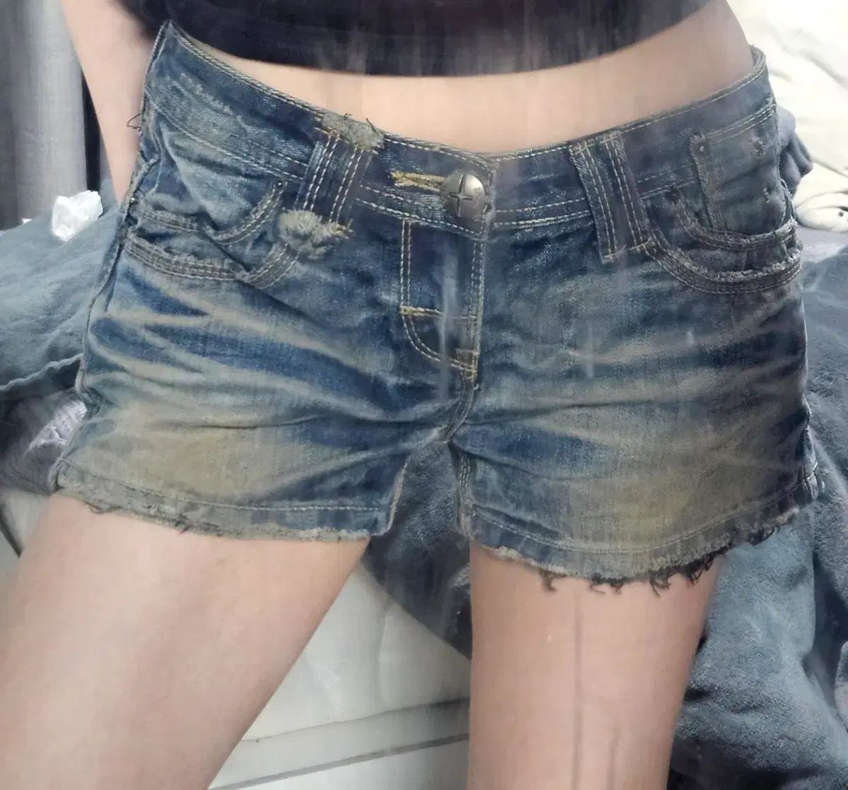 y2k ヴィンテージ デニム ウォッシュ ハーフパンツ - メルカリ