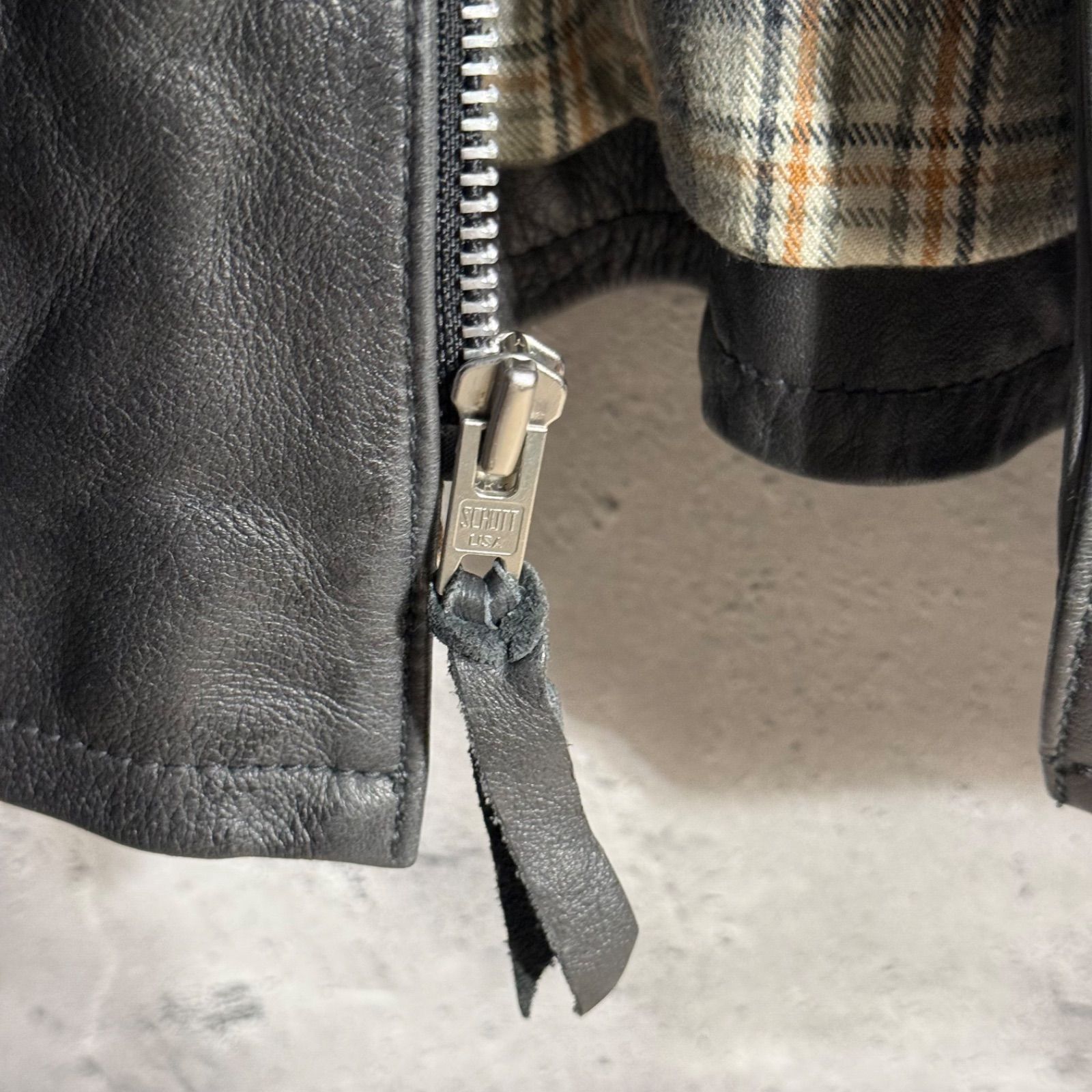 Schott ショット レザージャケット M ブラック系 ビンテージ 裏地