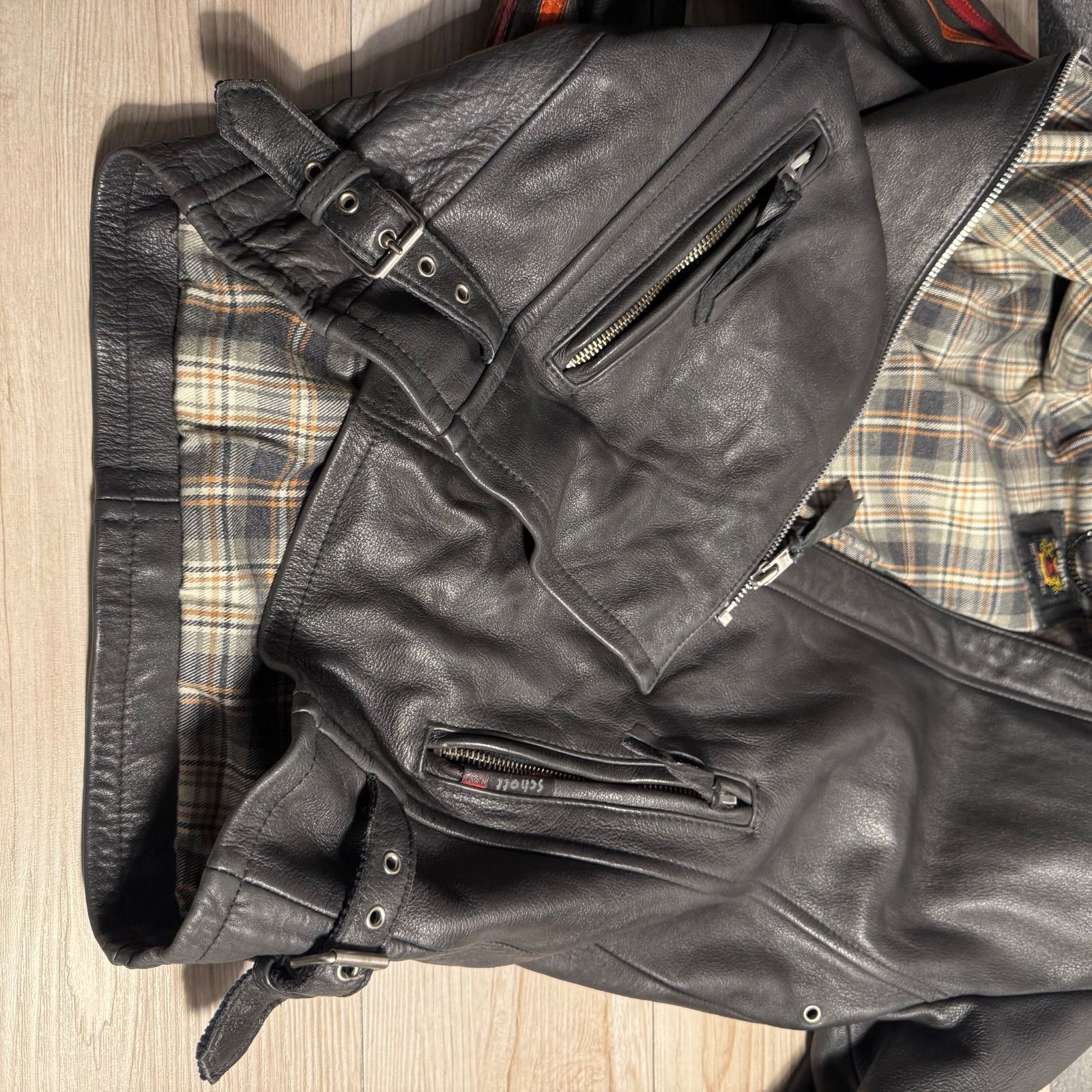 Schott ショット レザージャケット M ブラック系 ビンテージ 裏地