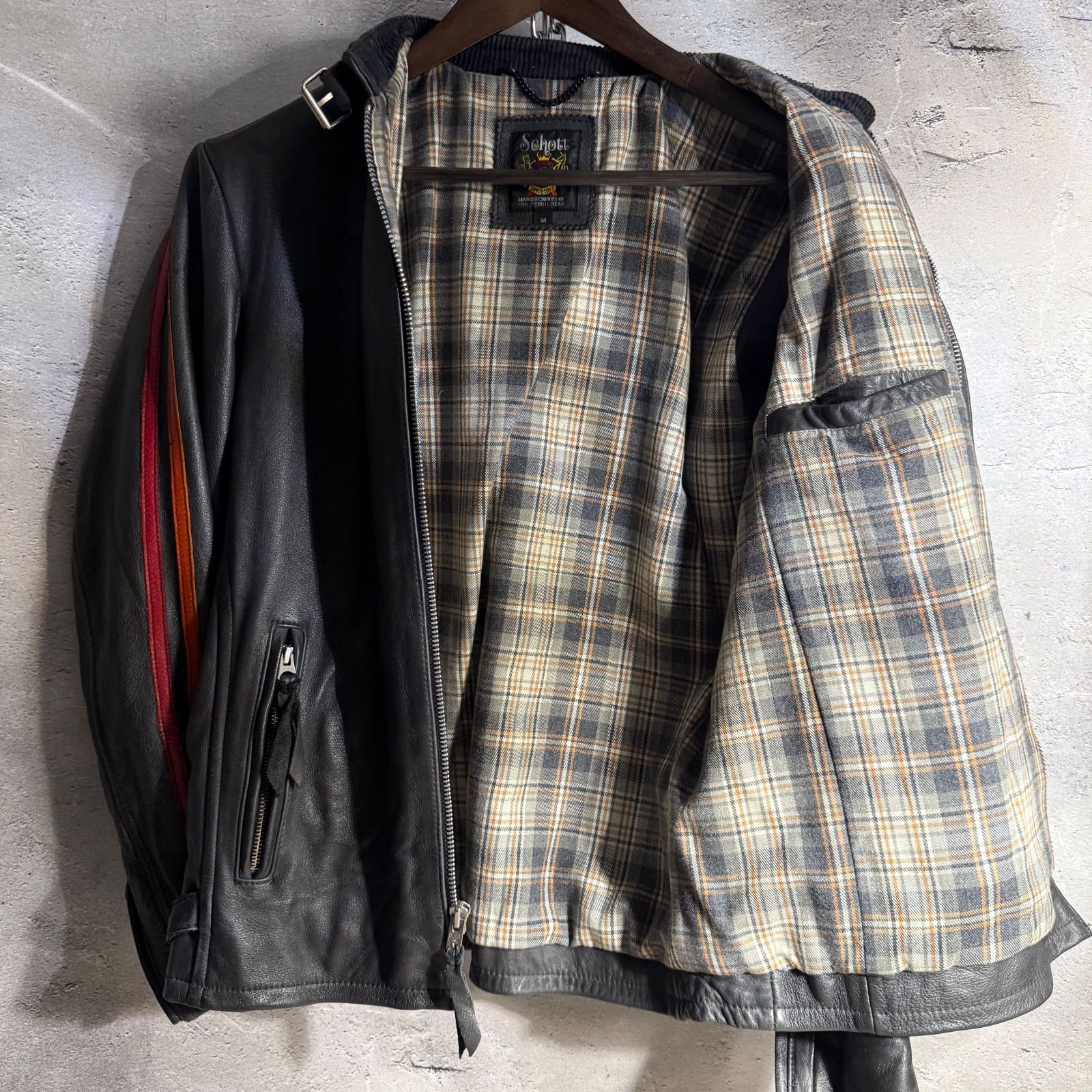 Schott ショット レザージャケット M ブラック系 ビンテージ 裏地
