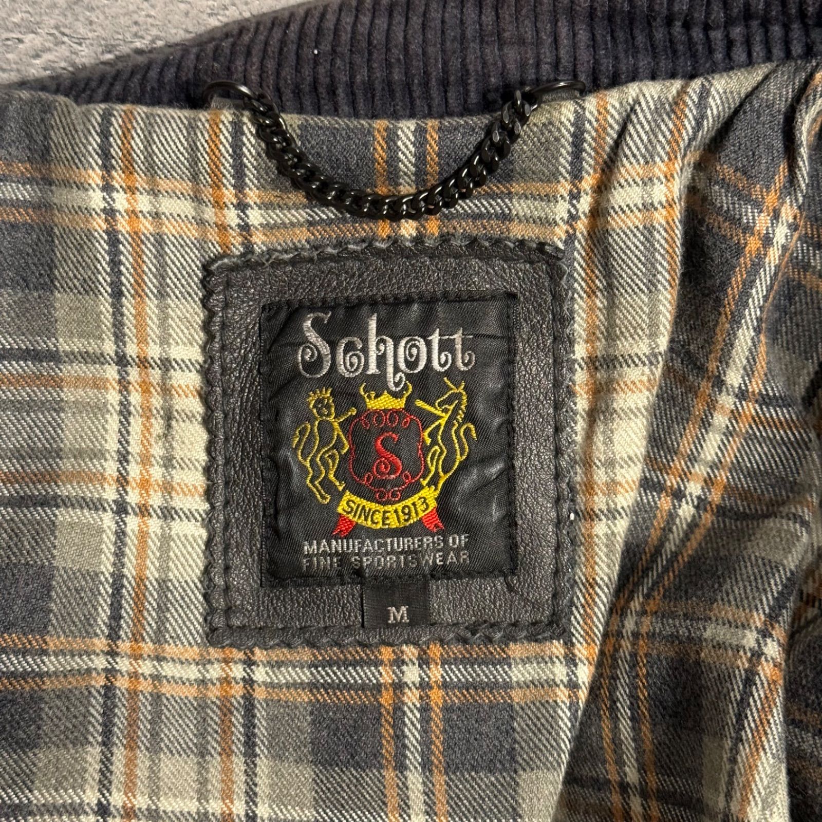 Schott ショット レザージャケット M ブラック系 ビンテージ 裏地