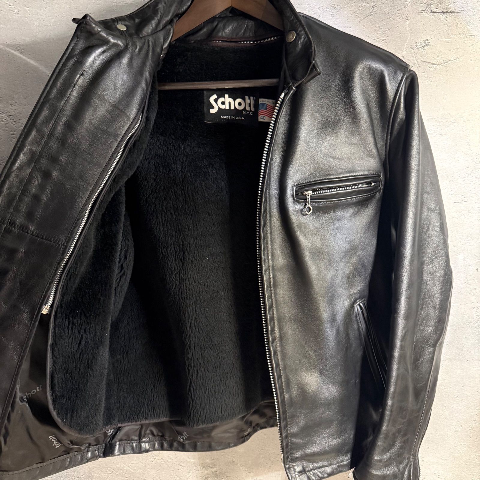 Schott ショット レザージャケット 40 USA製 インナーボア付き
