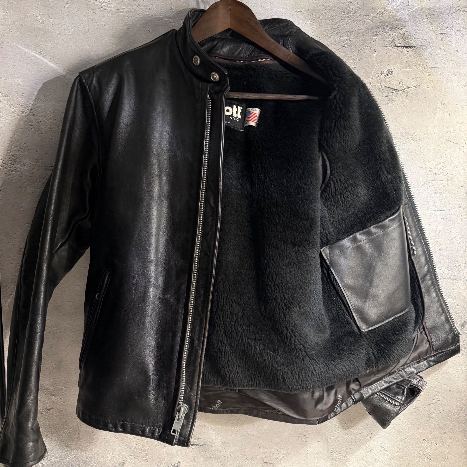 Schott ショット レザージャケット 40 USA製 インナーボア付き