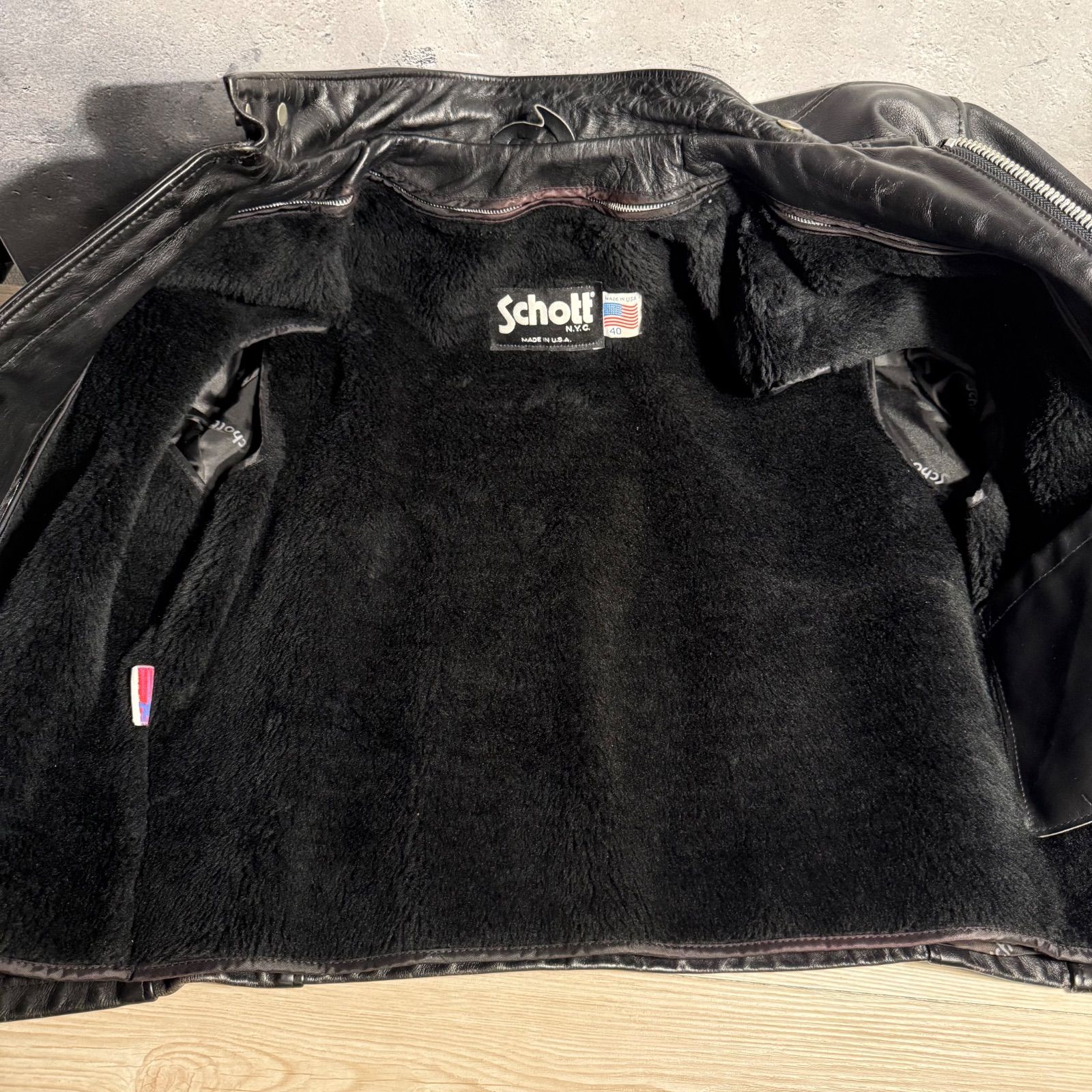 Schott ショット レザージャケット 40 USA製 インナーボア付き